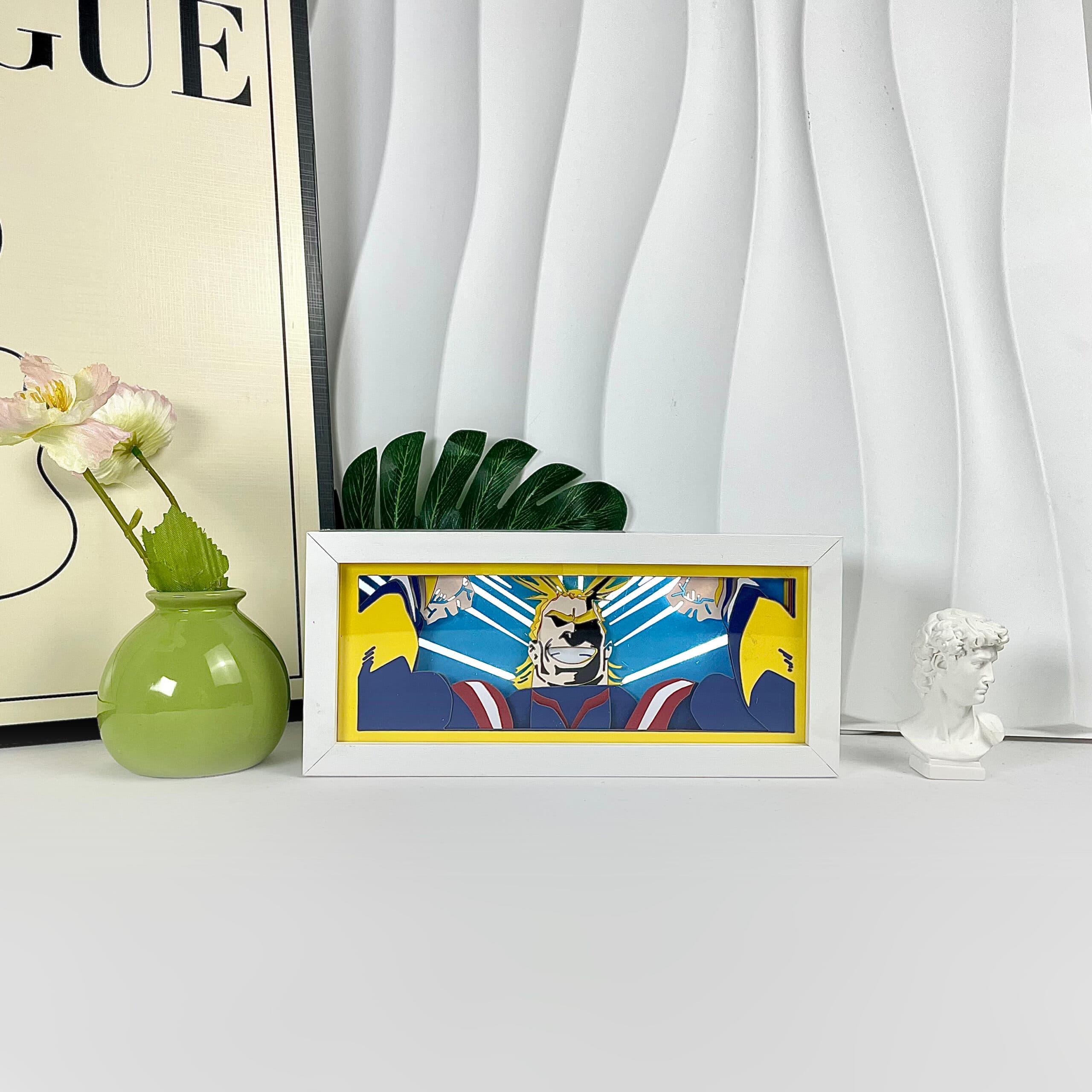 Lampada light box All Might Symbol of Peace accesa, My Hero Academia