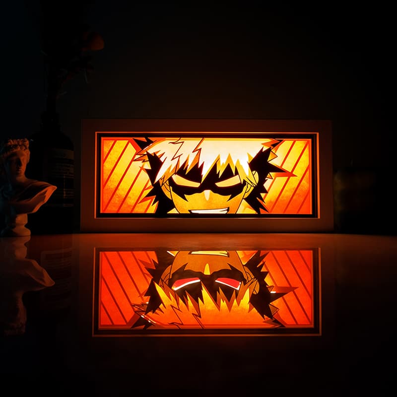 Lampada light box Bakugō Explosion accesa, My Hero Academia
