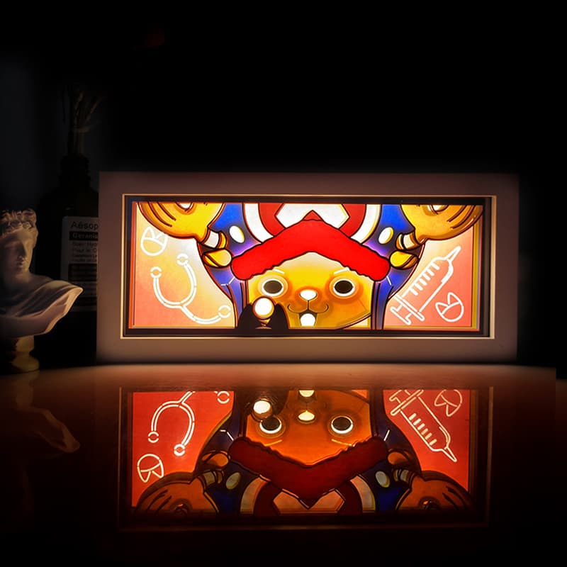 Lampada light box Chopper Il dottore accesa, One Piece