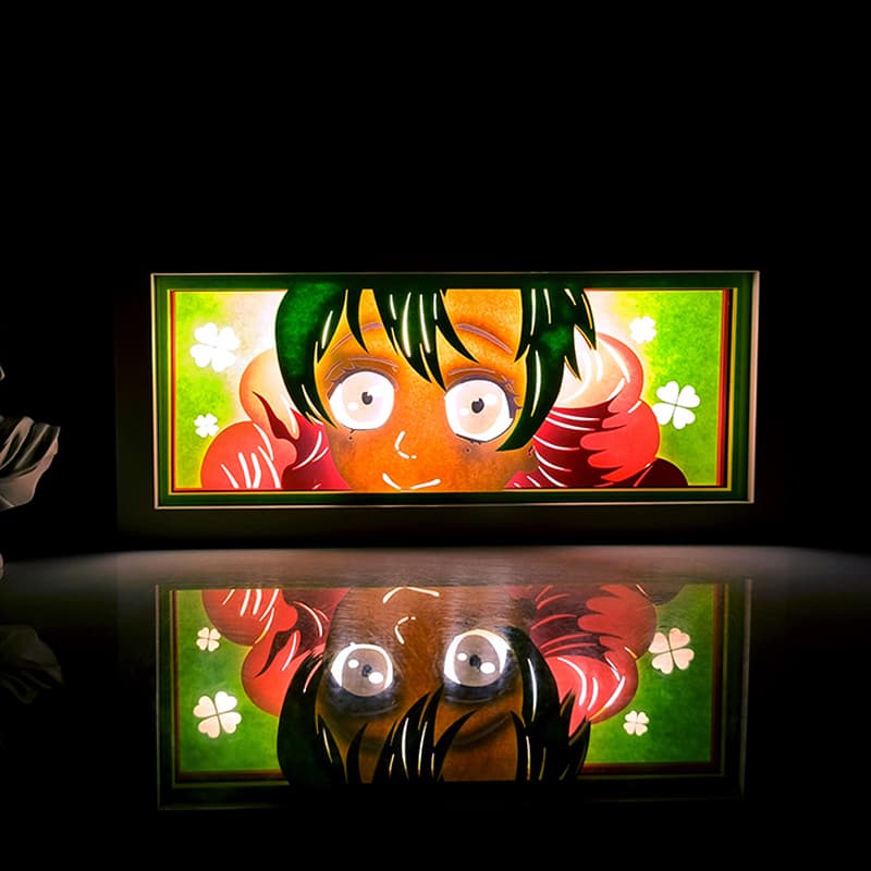 Lampada light box Deku Izuku Midoriya accesa, My Hero Academia