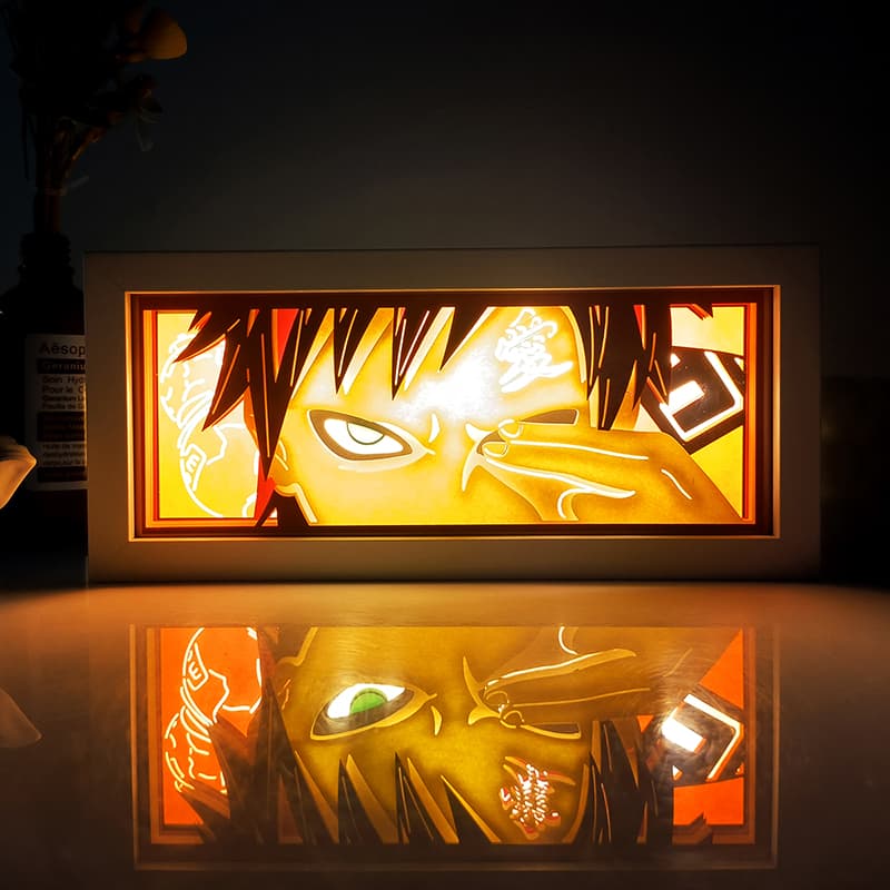 Lampada light box Gaara Del Deserto accesa, Naruto