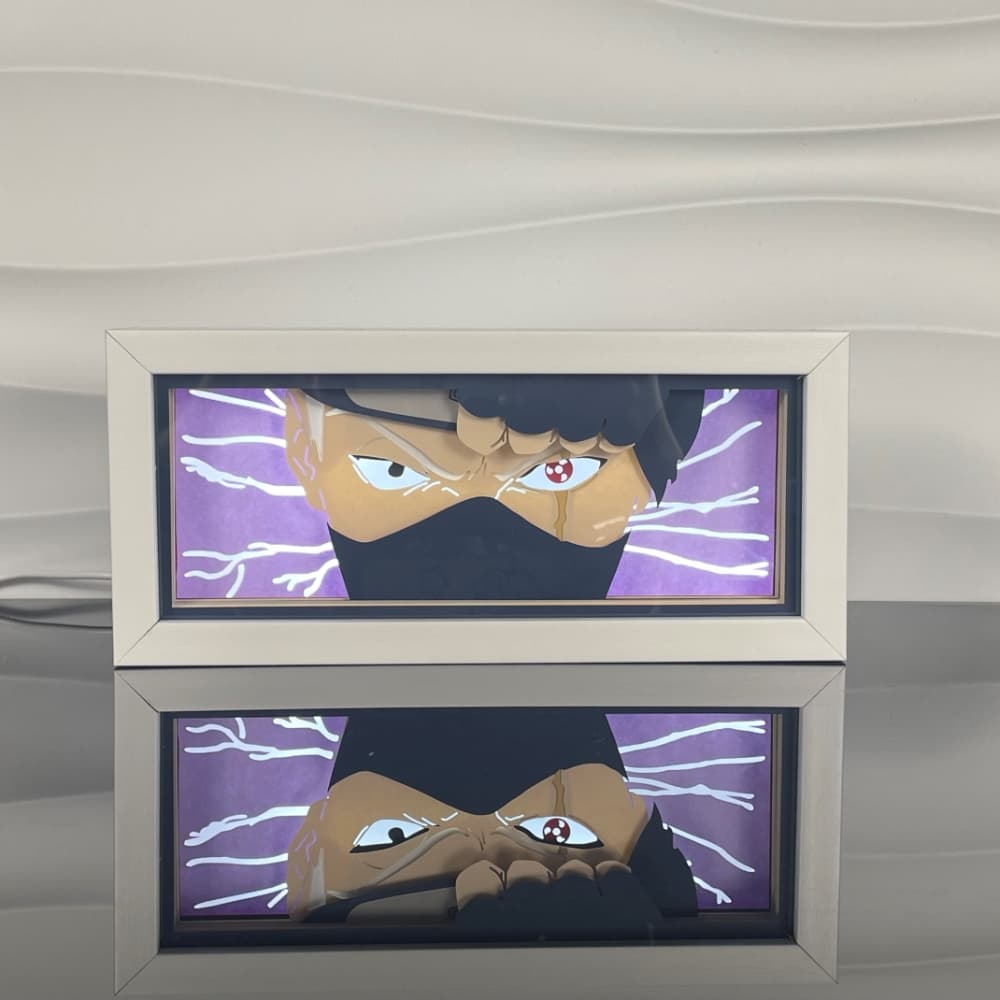 Lampada light box Kakashi Raikiri accesa, Naruto