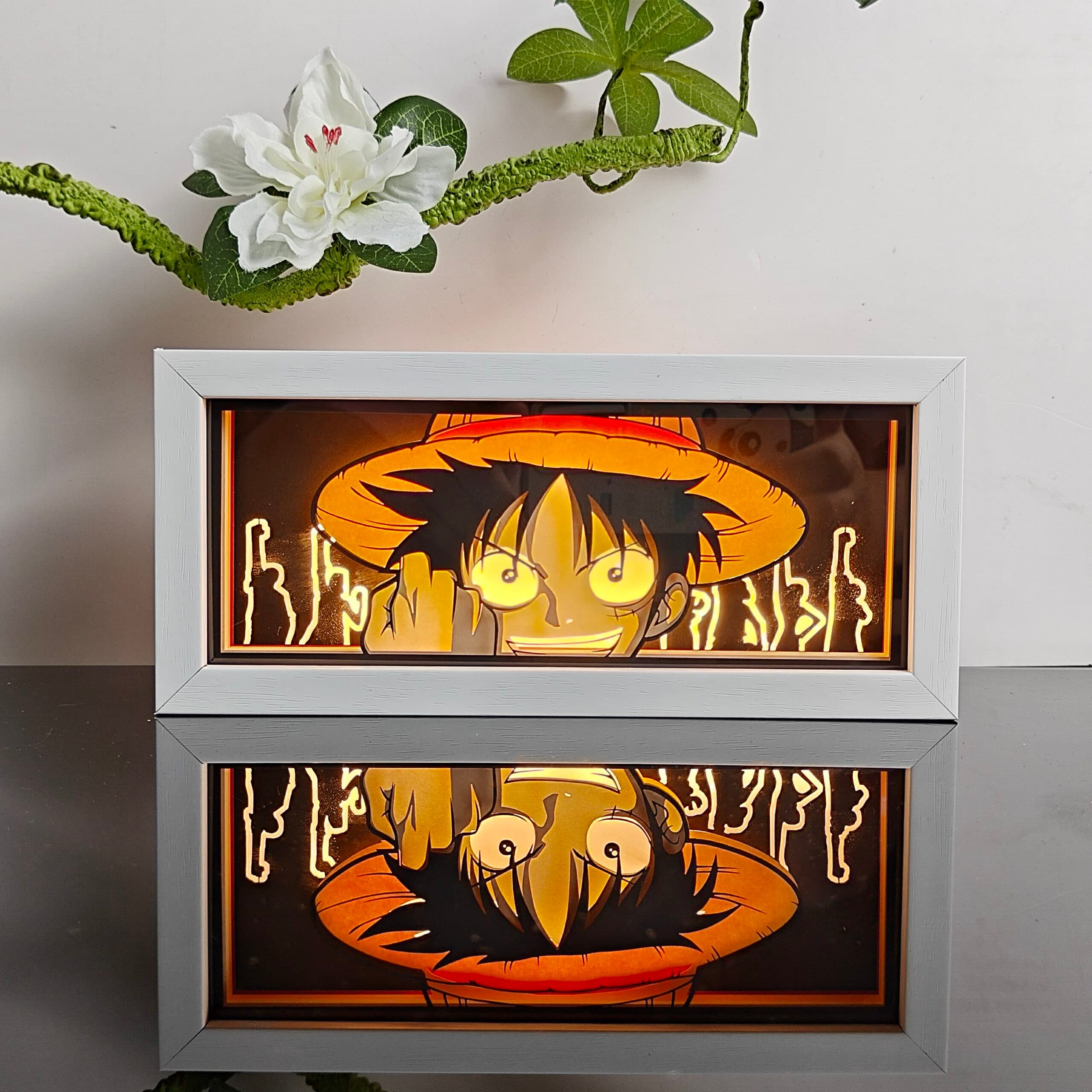 Lampada light box Luffy Determinazione accesa, One Piece (altra vista)