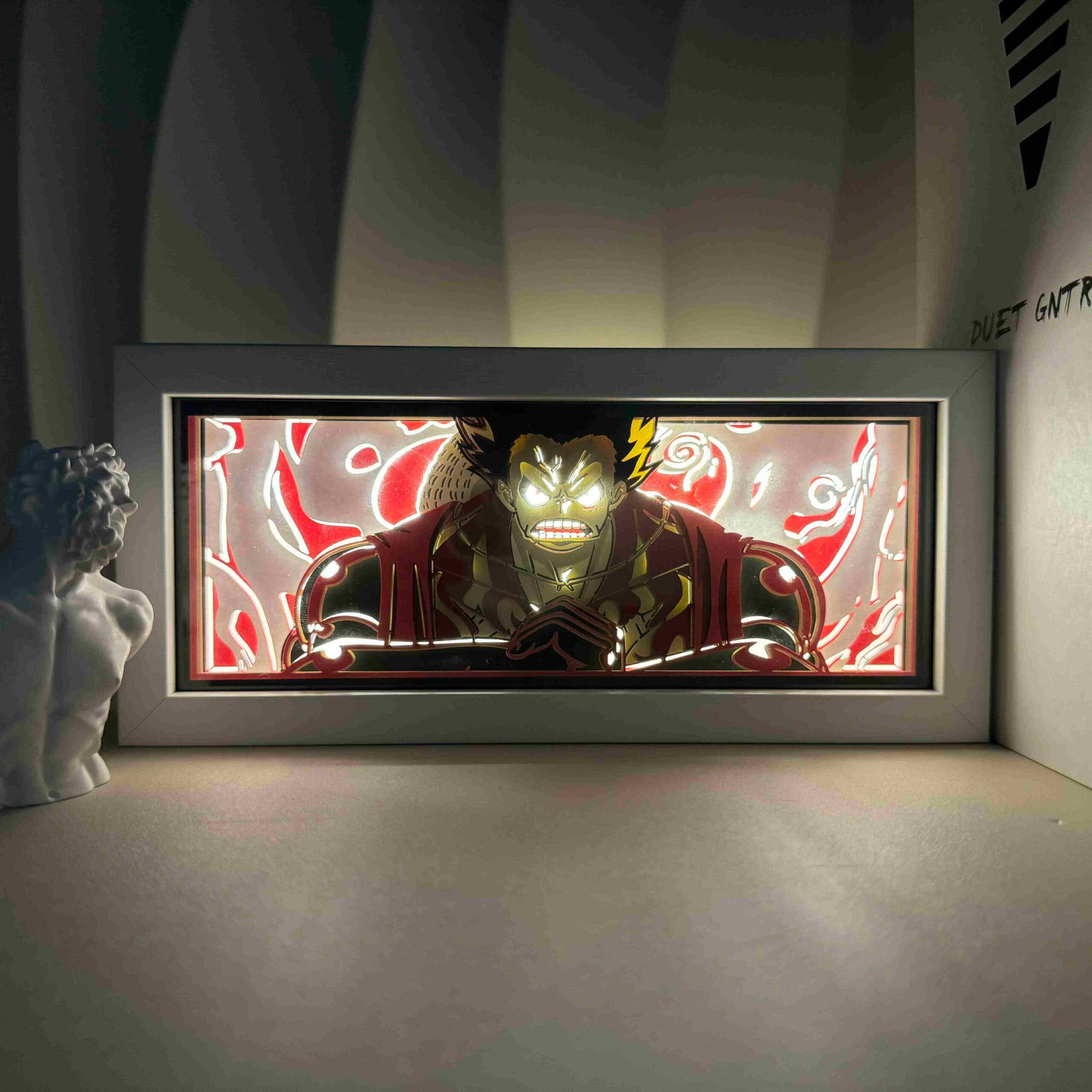 Lampada light box Luffy Gear 4 accesa, One Piece