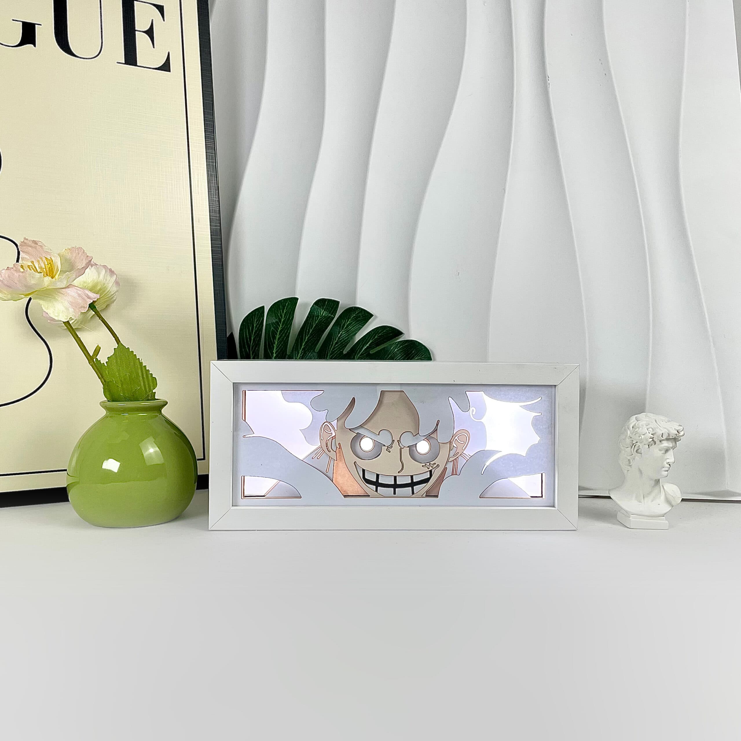 Lampada light box Luffy Gear 5 accesa, One Piece
