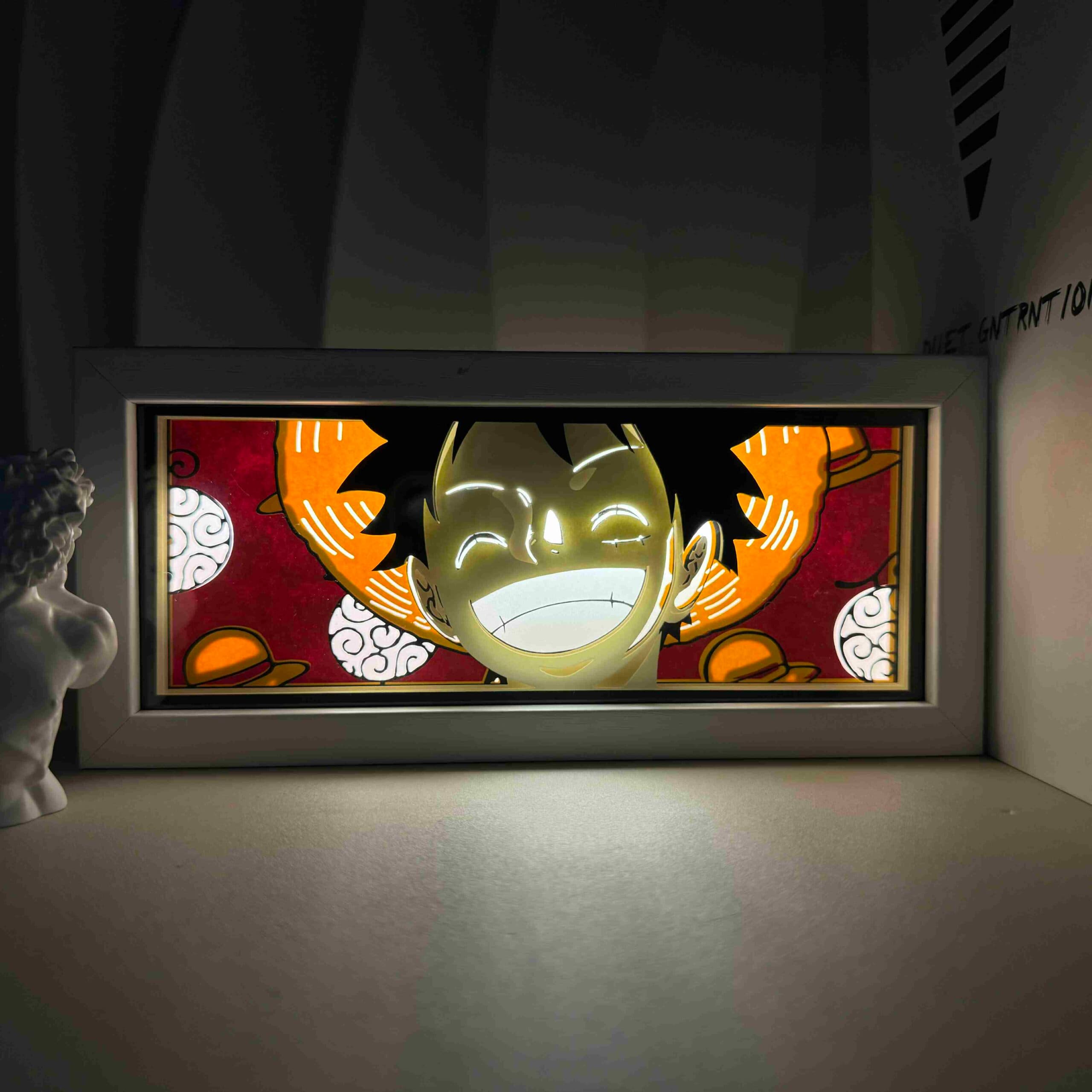 Lampada light box Luffy Risata accesa, One Piece