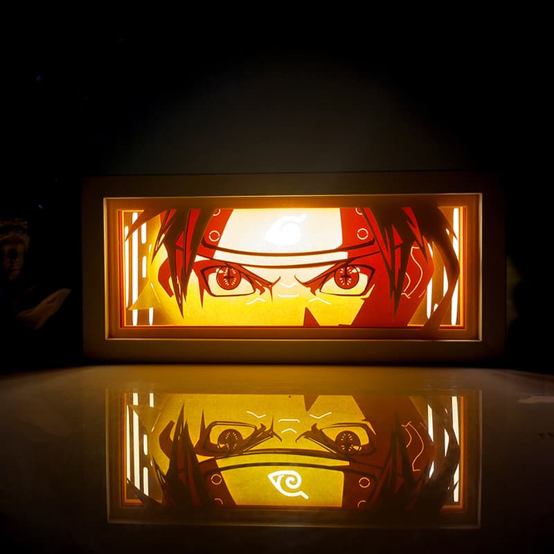 Lampada light box Naruto Uzumaki accesa, Naruto