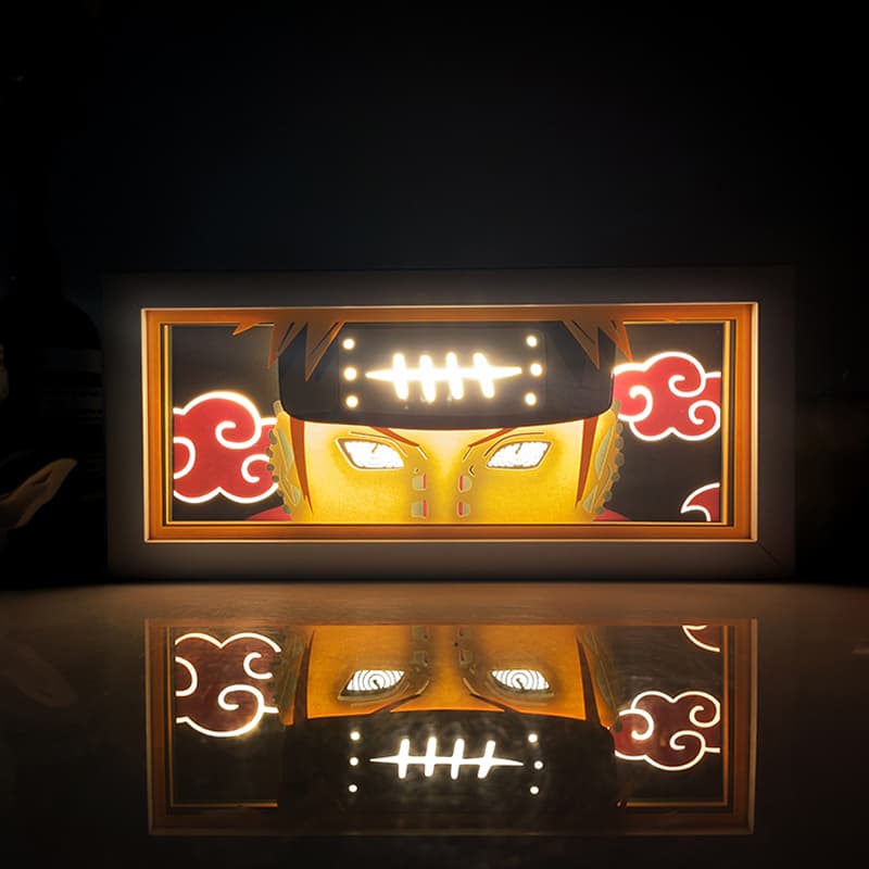 Lampada light box Pain Rinnegan accesa, Naruto