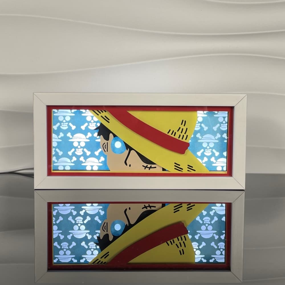 Lampada light box Luffy Cappello di paglia accesa, One Piece