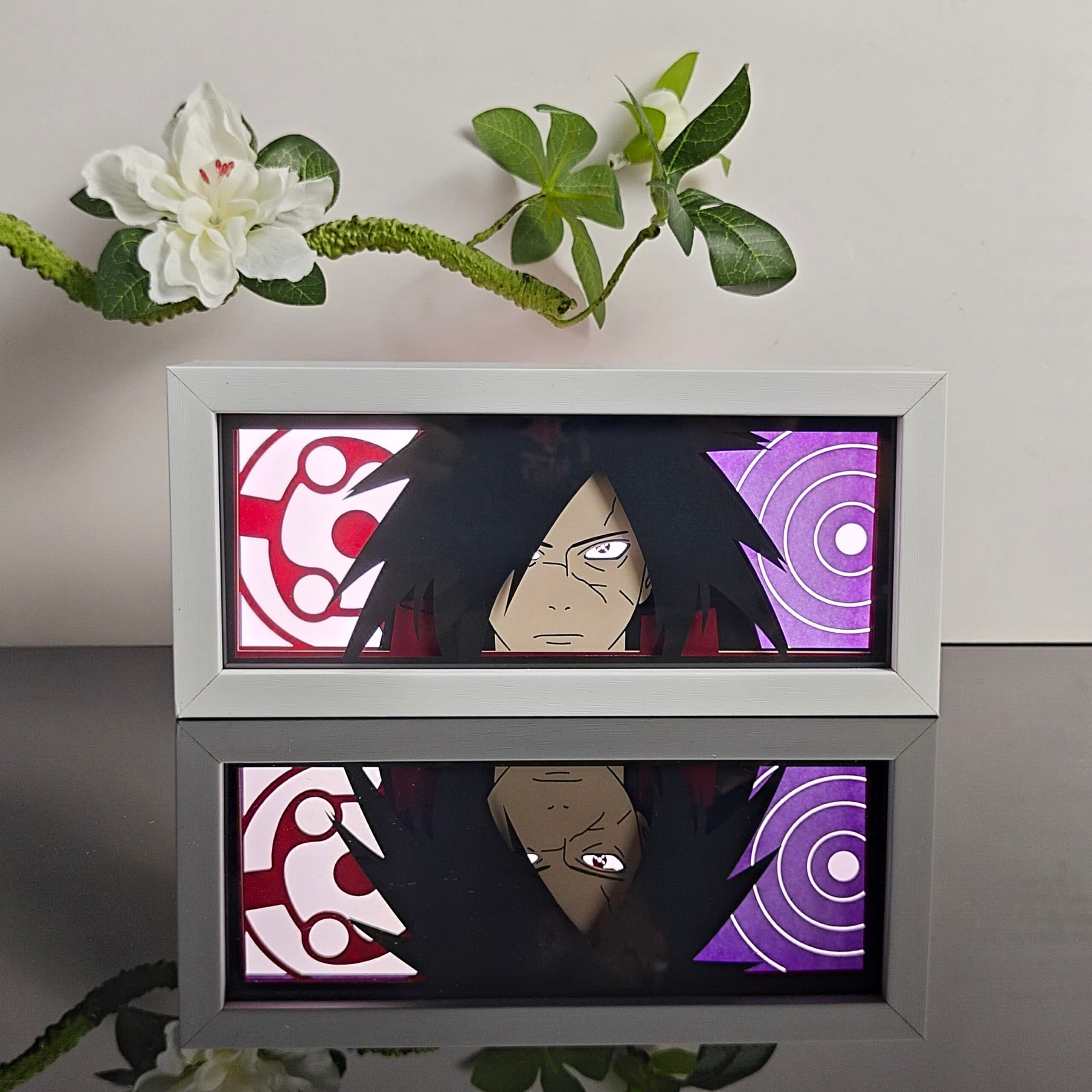 Lampada light box Madara Sharingan e Rinnegan accesa, Naruto